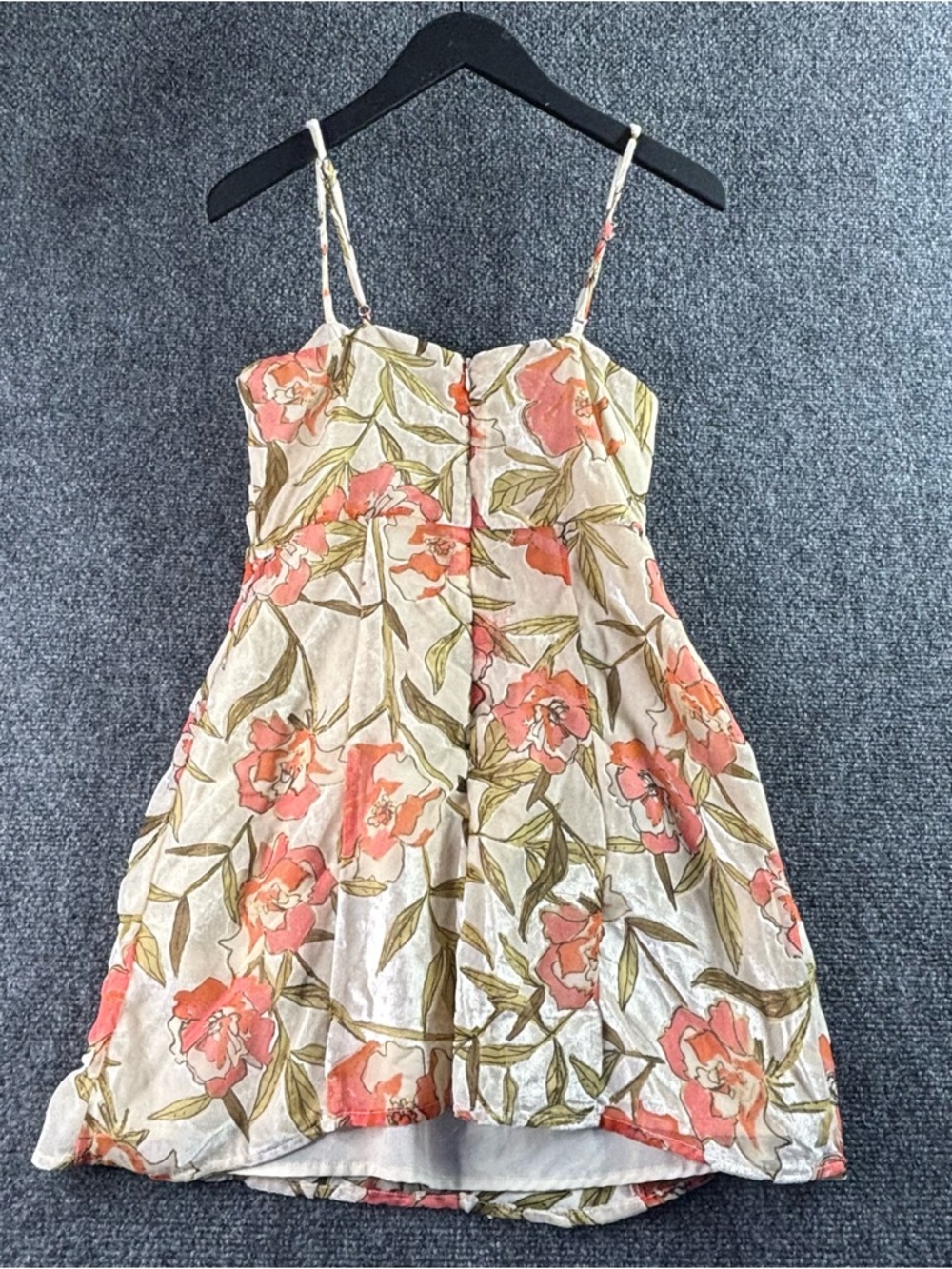 Lulus Coral and Cream Floral burnout velvet Spaghetti-Mini Dress - Picture 4 of 7